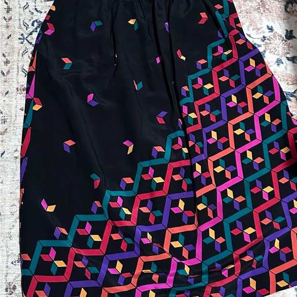 Vintage 80s UMI Geometric Patterned Black Skirt - Picture 3 of 4